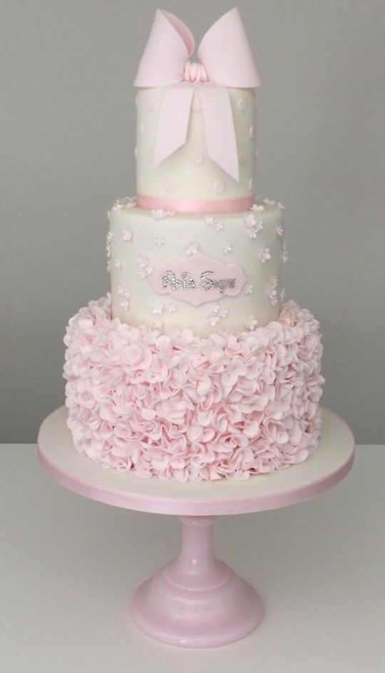 Three Tier Baby Shower Cakes for Girls