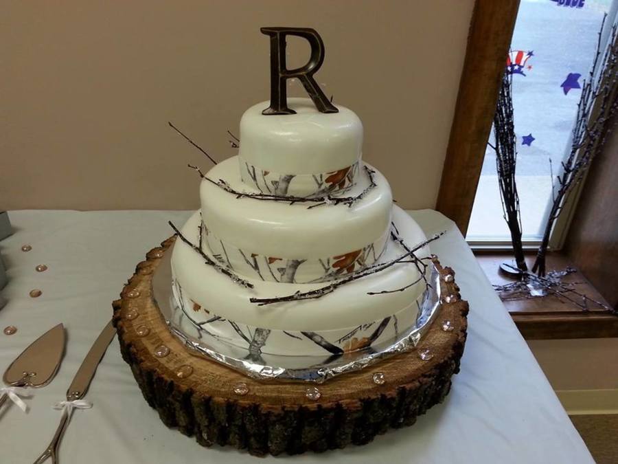 White Camo Wedding Cakes