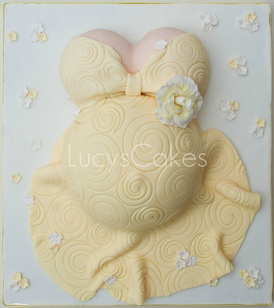 Yellow Baby Shower Belly Cake