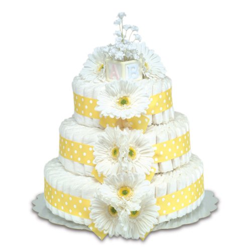 Yellow Diaper Cake for Baby Shower