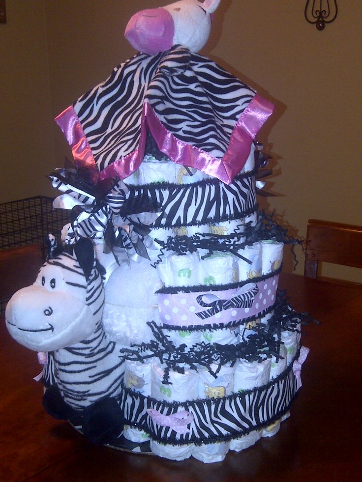 Zebra Baby Shower Diaper Cake