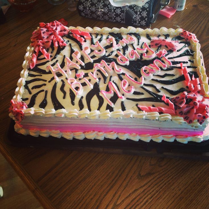 Zebra Print Birthday Sheet Cake