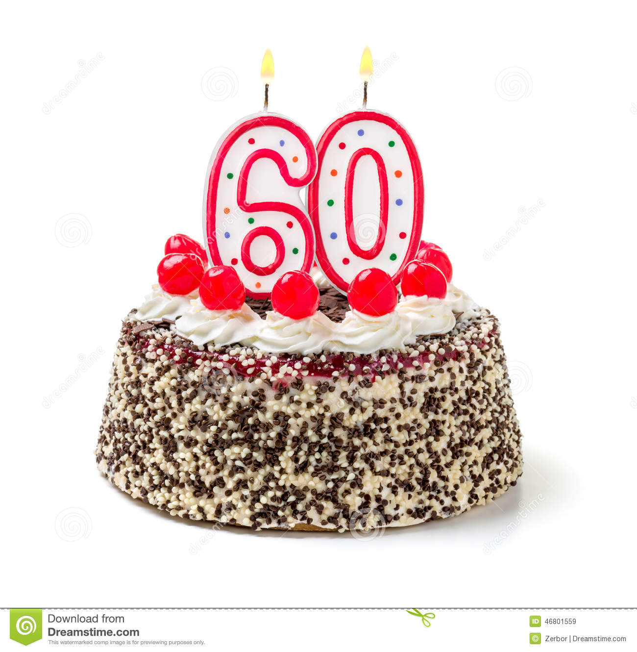 60 Birthday Cake with Candles