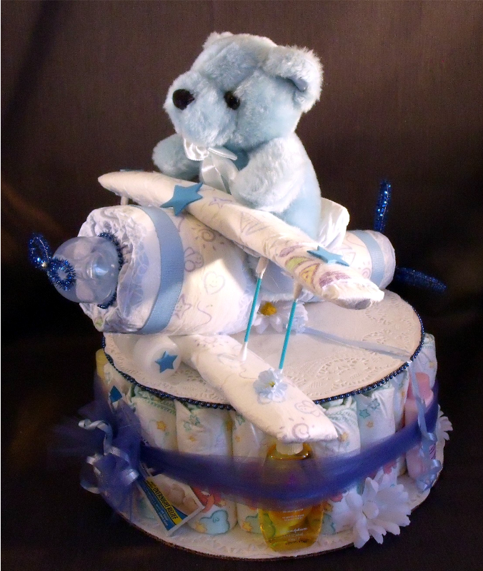 Airplane Baby Shower Diaper Cake Centerpiece