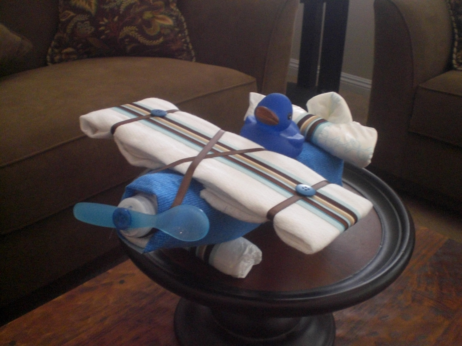 Airplane Baby Shower Diaper Cake Centerpiece