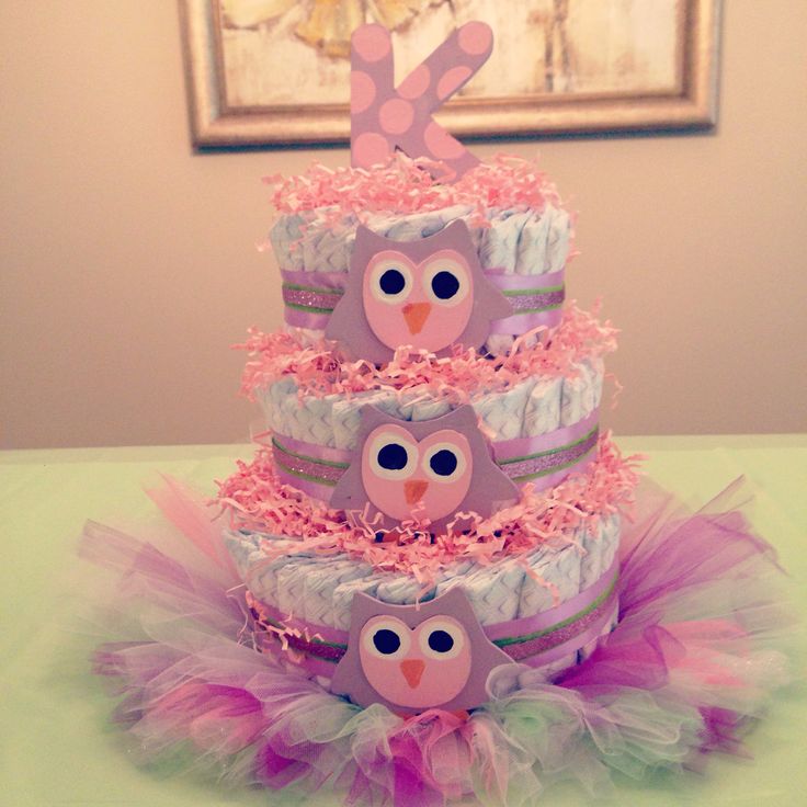 Baby Girl Owl Diaper Cake