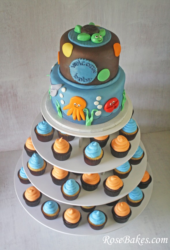 Baby Shower Cupcake Tower Cake