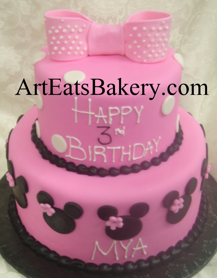 Black and Pink Fondant Birthday Cake