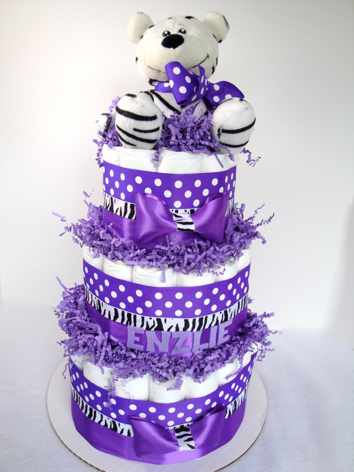 Black and Purple Diaper Cake