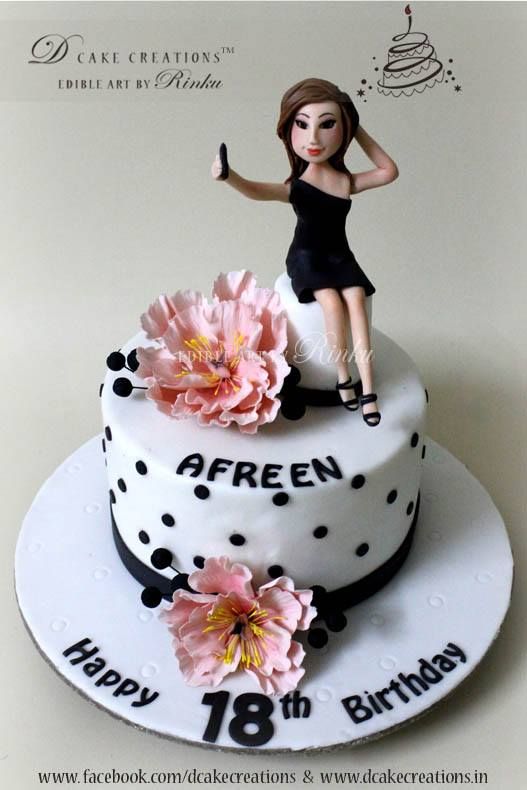 Black Polka Dots Girl Birthday Cakes