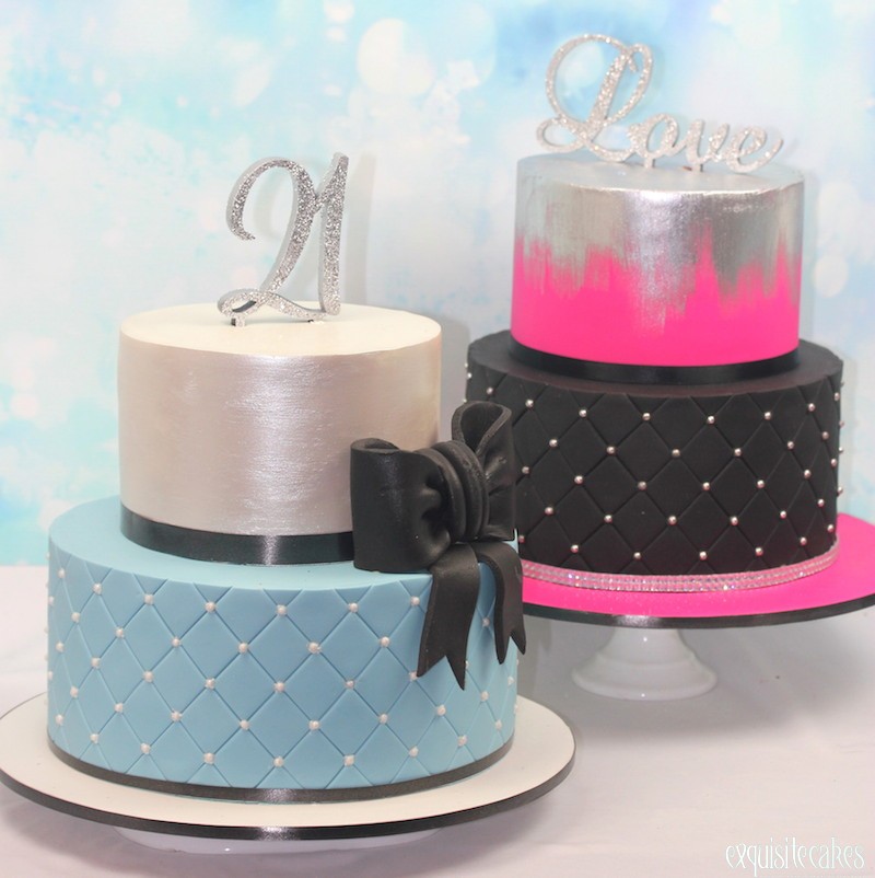 Blue and Pink Birthday Cake