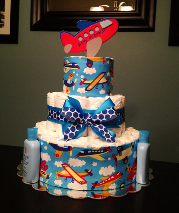 Boy Baby Shower Diaper Cake Airplane