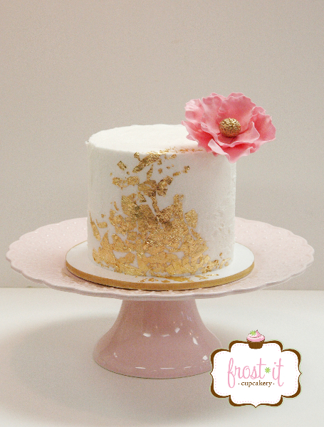 Buttercream Wedding Cake with Gold Leaf