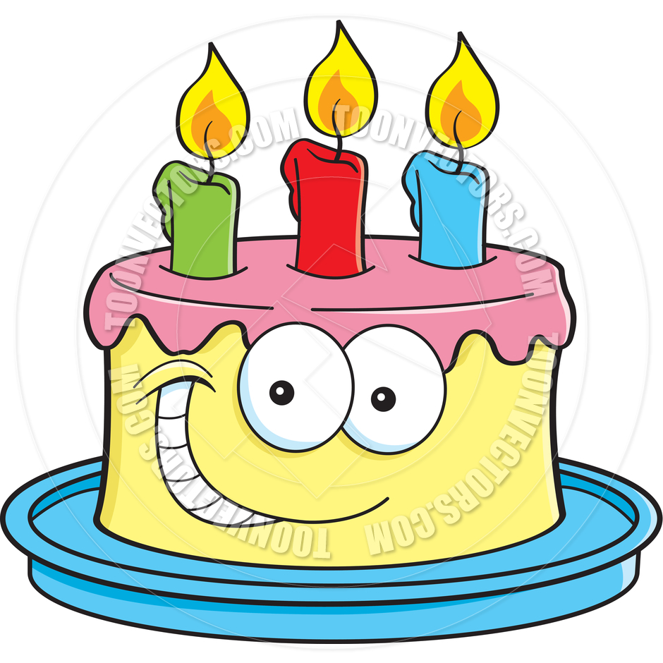 Cartoon Birthday Cake with Candles