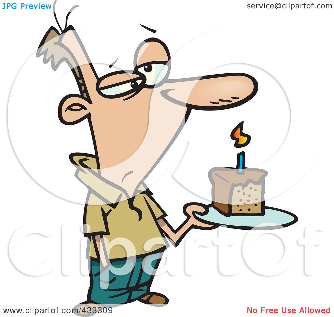 Cartoon Man Holding Birthday Cake