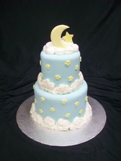 Clouds Moon and Star Baby Shower Cake