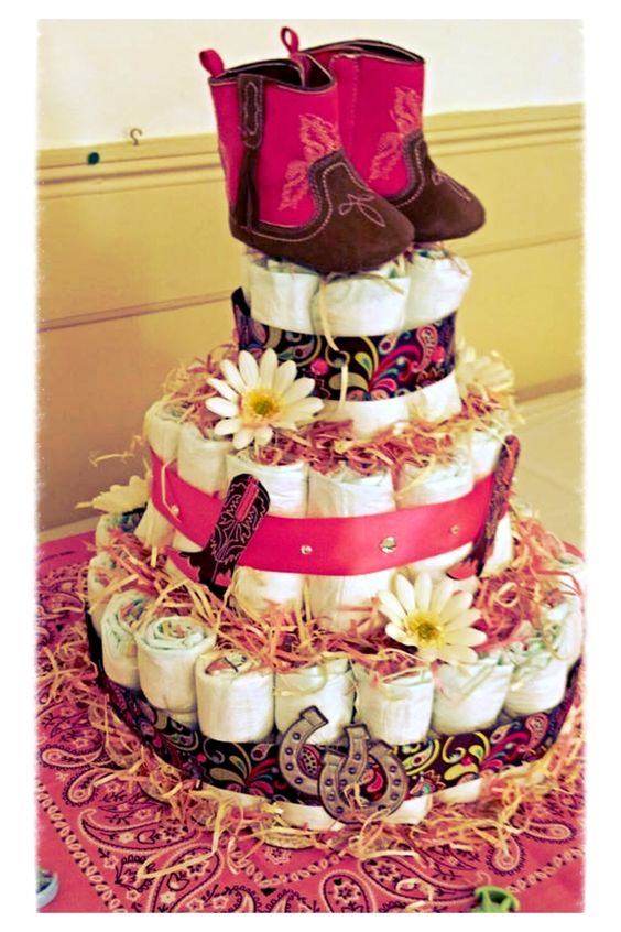 Cowgirl Baby Shower Diaper Cake