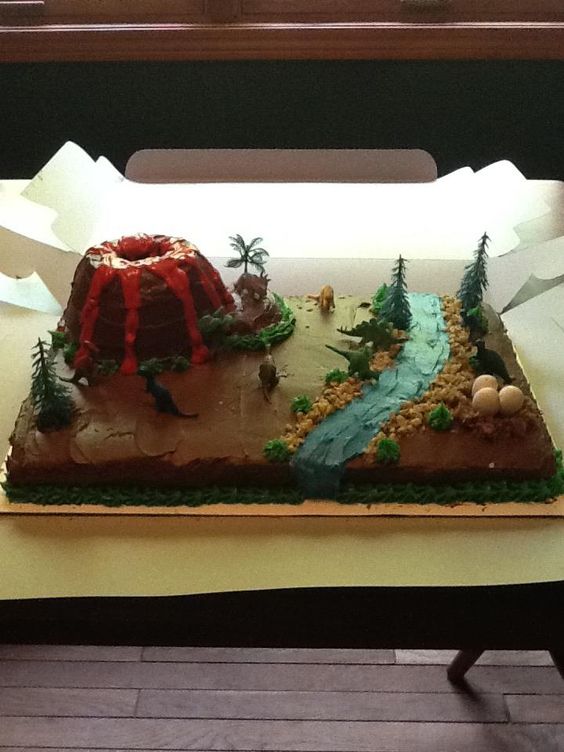 Dinosaur Volcano Birthday Cake