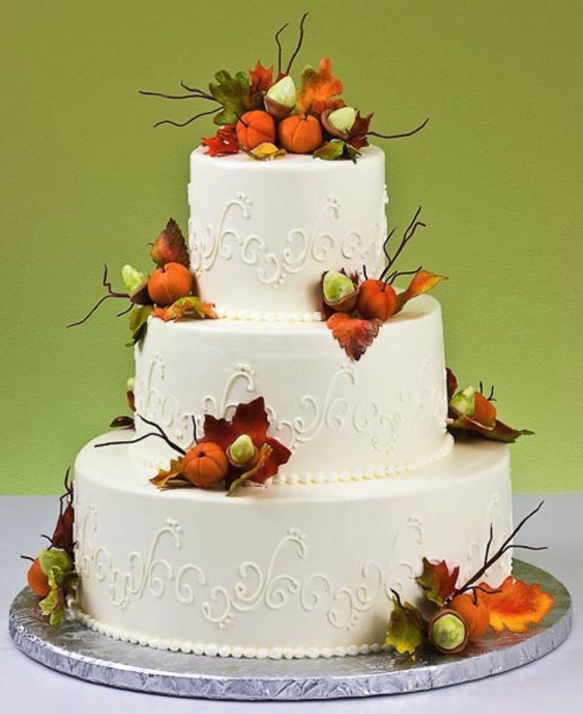 Fall Leaves Wedding Cake Edible Decorations