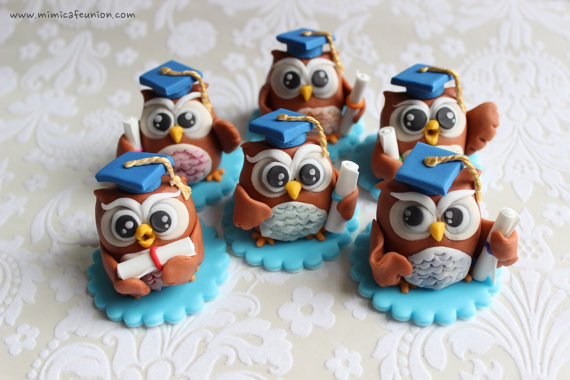 Fondant Owl Cupcake Toppers Graduation