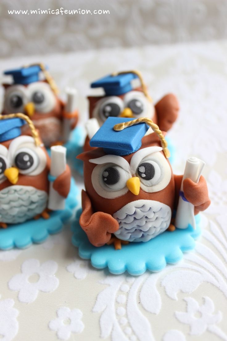 Fondant Owl Cupcake Toppers Graduation