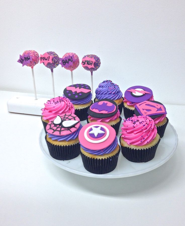 Girl Superhero Cupcakes