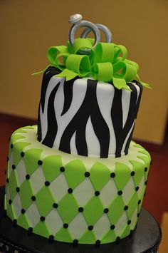 Green and Zebra Birthday Cake