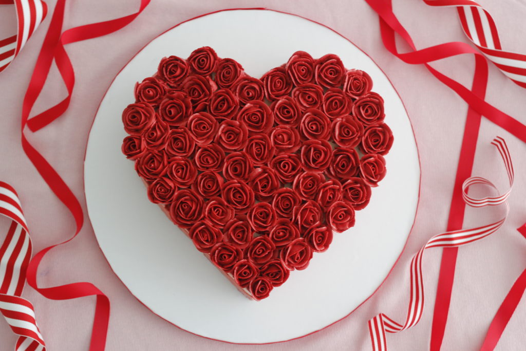 Heart Shaped Cake with Roses