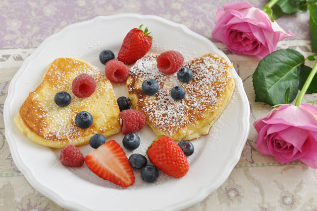 Heart Shaped Chocolate Chip Pancakes