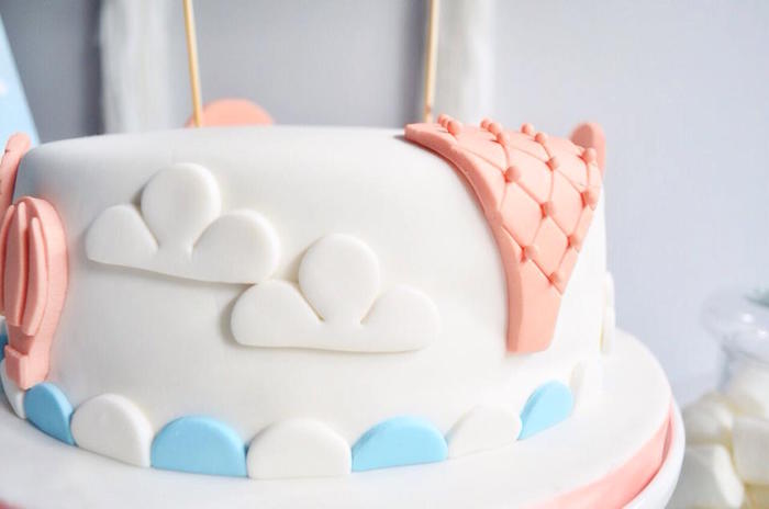 Hot Air Balloon Baby Shower Cloud Cake