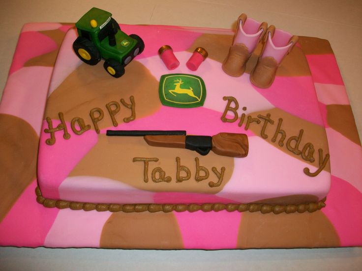 John Deere Pink Camo Birthday Cake