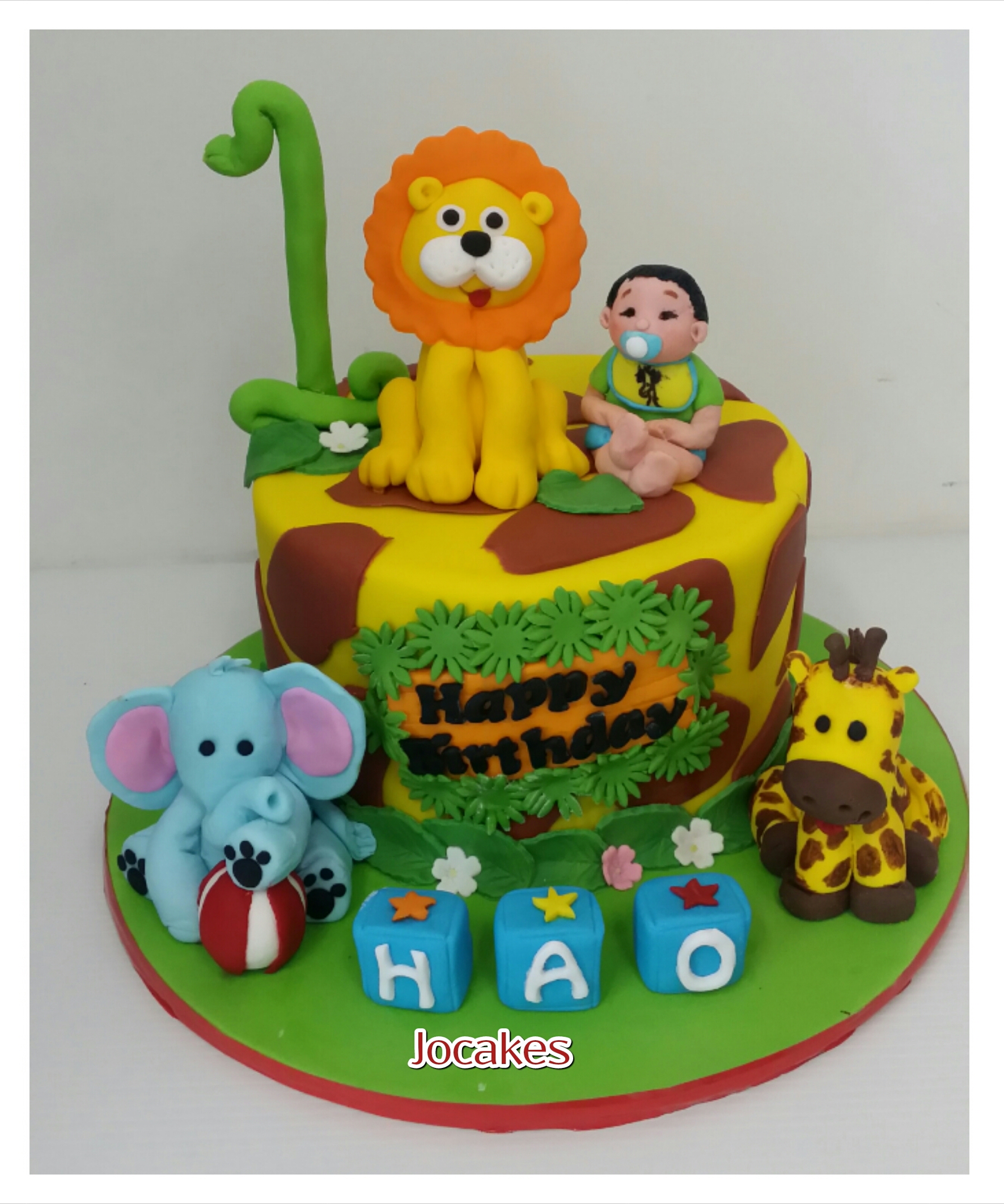 Jungle Animal Theme Birthday Cakes