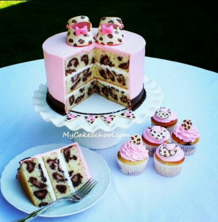 Leopard Print Baby Shower Cake