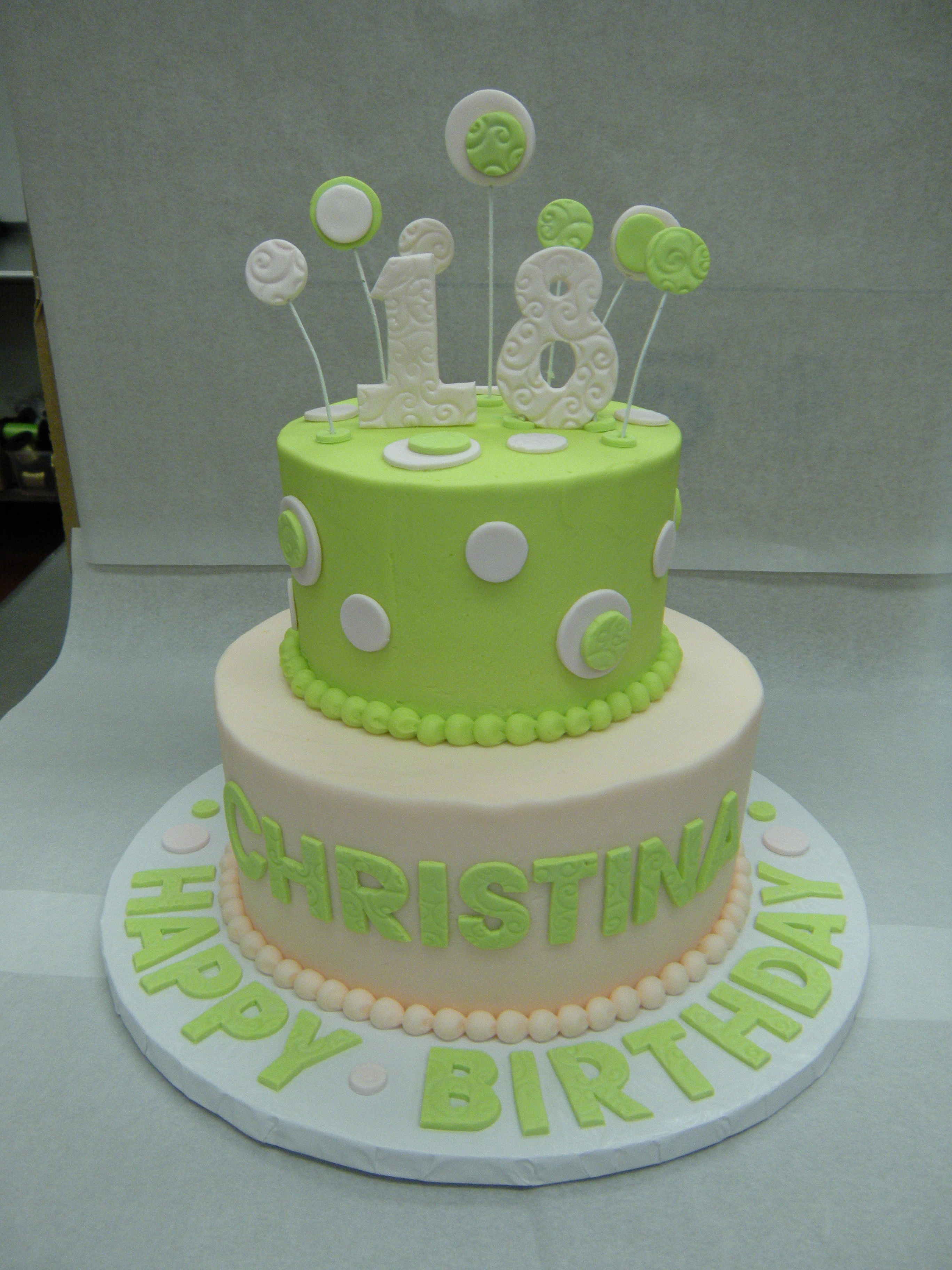 Lime Green and Pink Birthday Cake