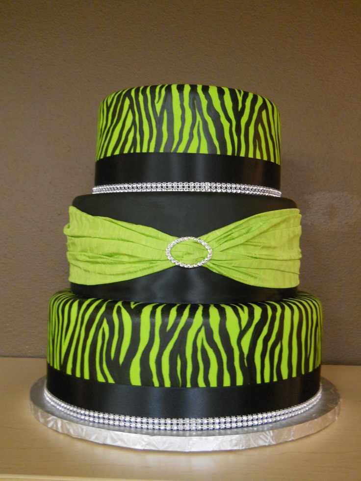 Lime Green Zebra Wedding Cake