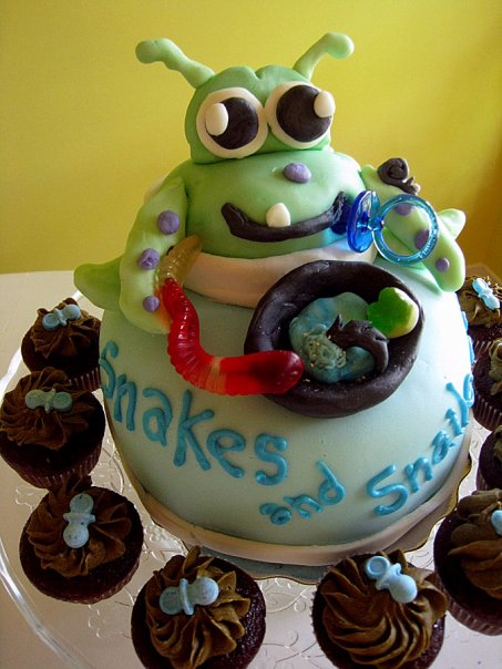 Little Monsters Baby Shower Cake