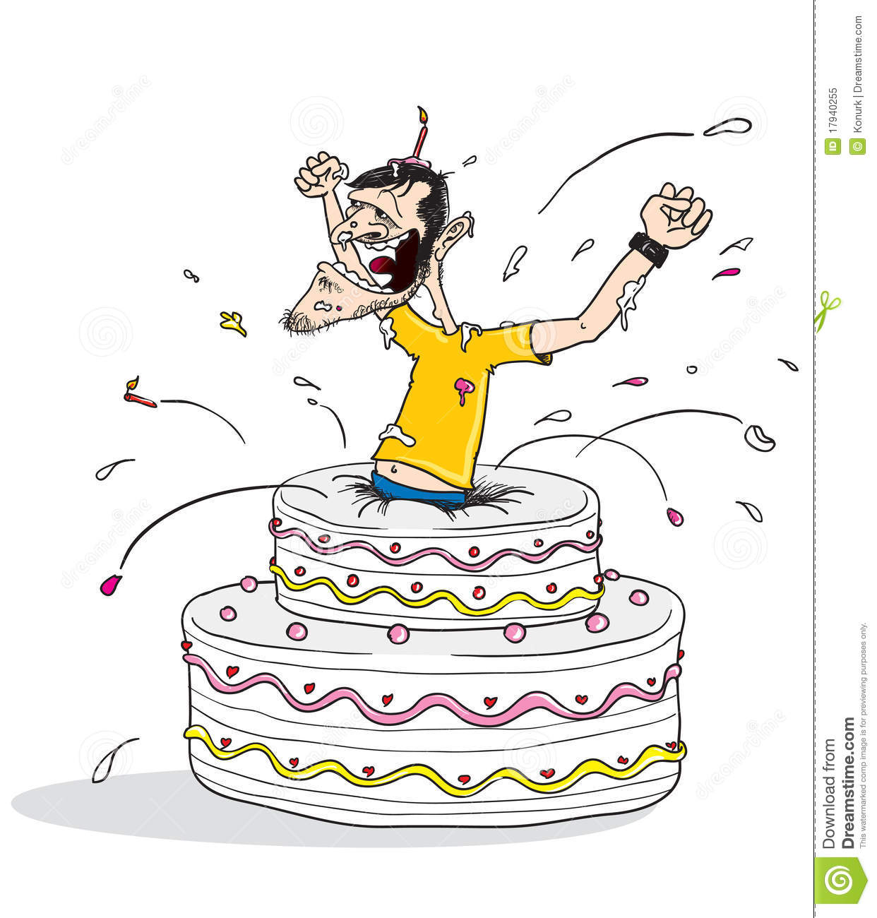 Men Jumping Out of Birthday Cake