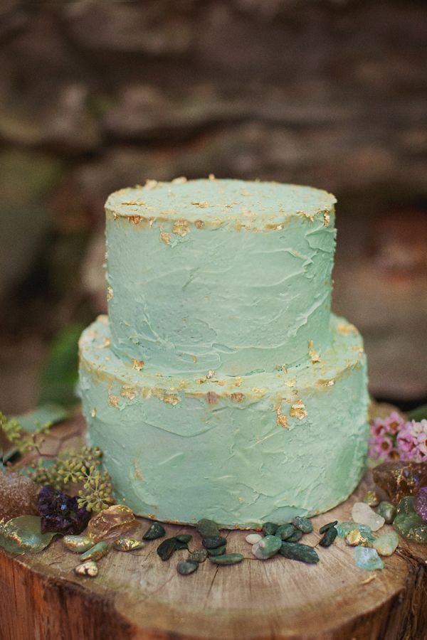 Mint and Gold Wedding Cake