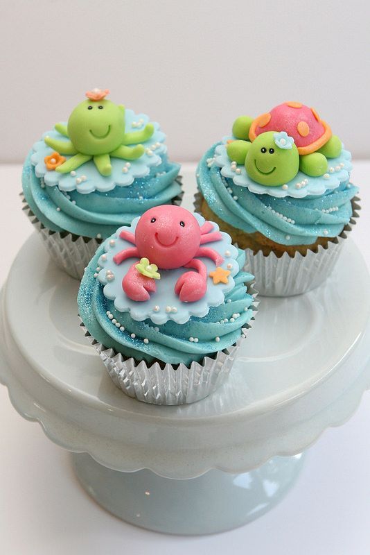 Ocean Baby Shower Cupcakes