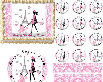 Paris Birthday Sheet Cake