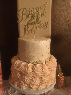 Pink and Gold 21st Birthday Cake