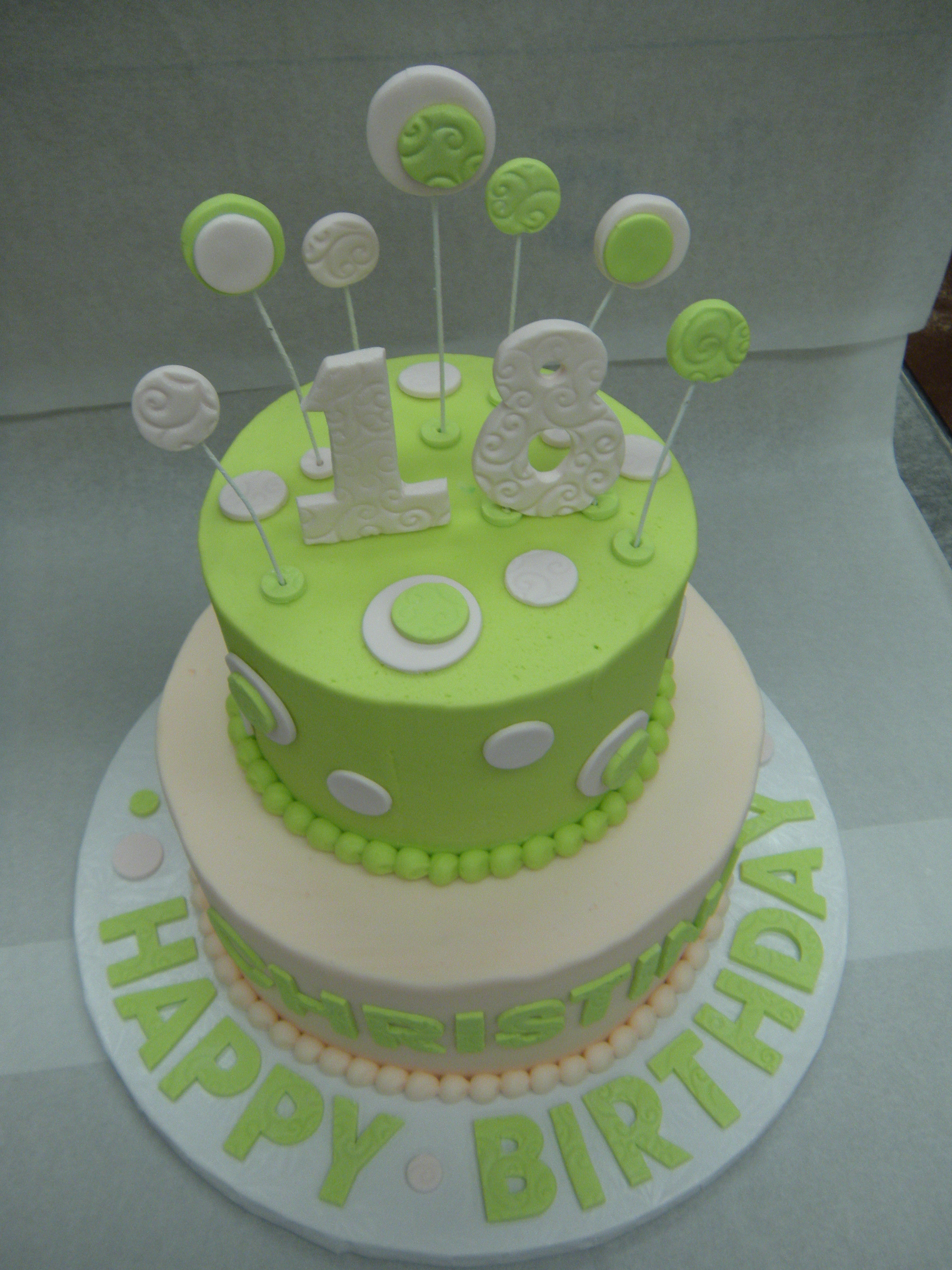 Pink and Green Birthday Cake