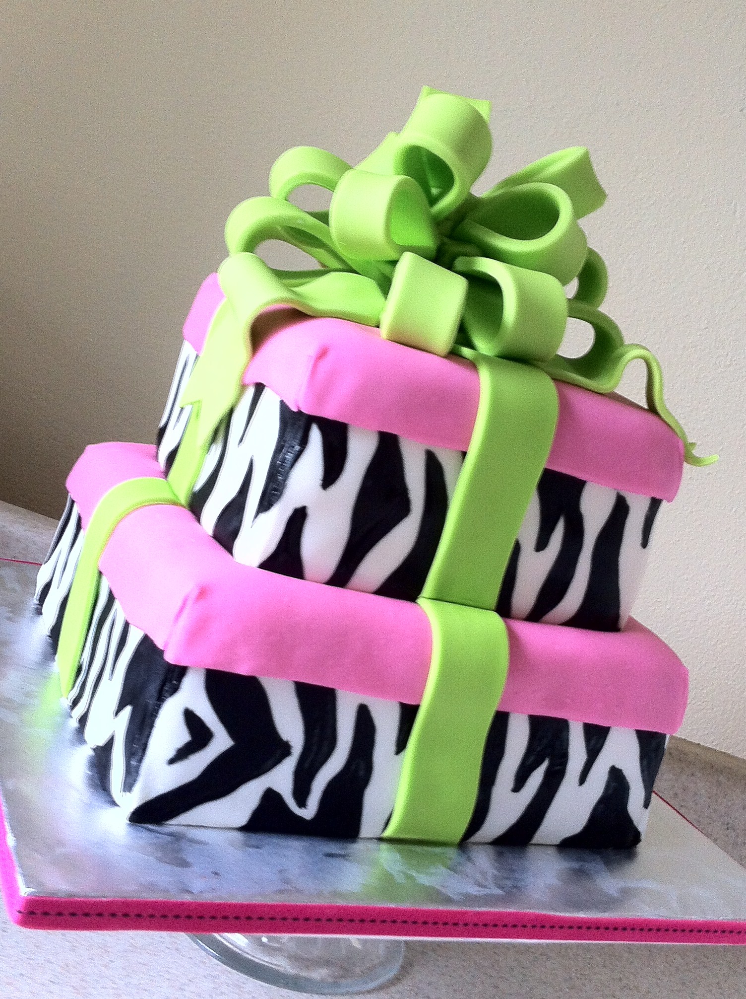 Pink and Green Birthday Cake