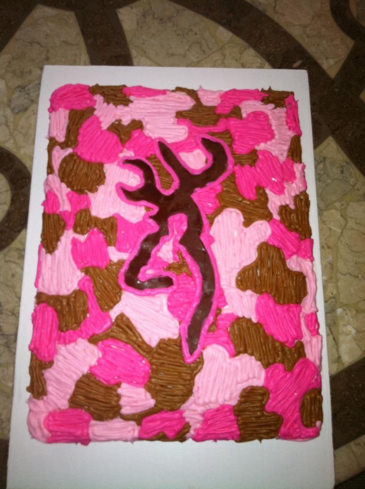 Pink Camo Browning Birthday Cake