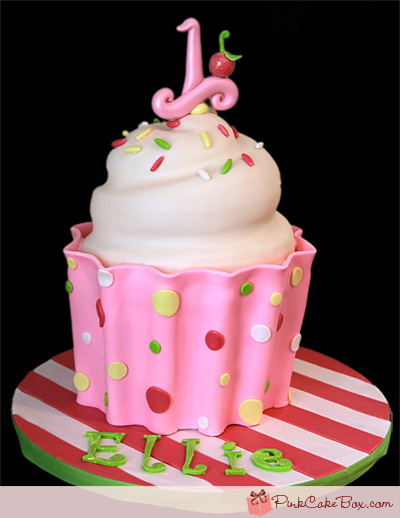 Pink Cupcake 1st Birthday Cake