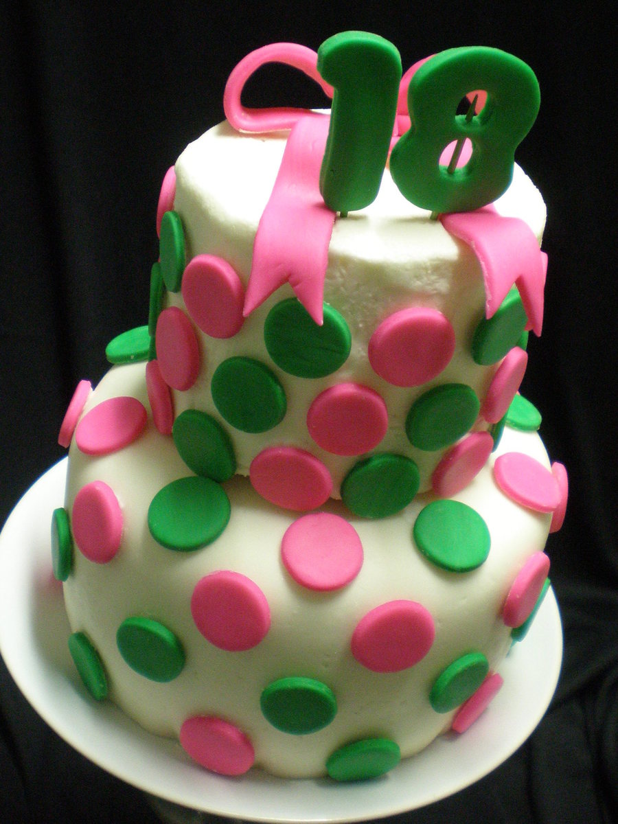 Pink Polka Dot Birthday Cake