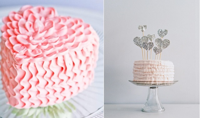 Pink Ruffle Heart Cake