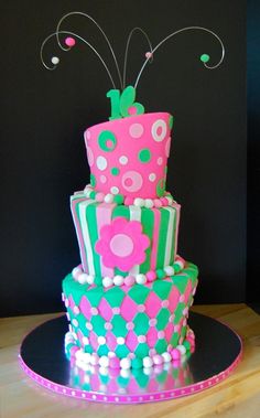 Pink Topsy Turvy Birthday Cake