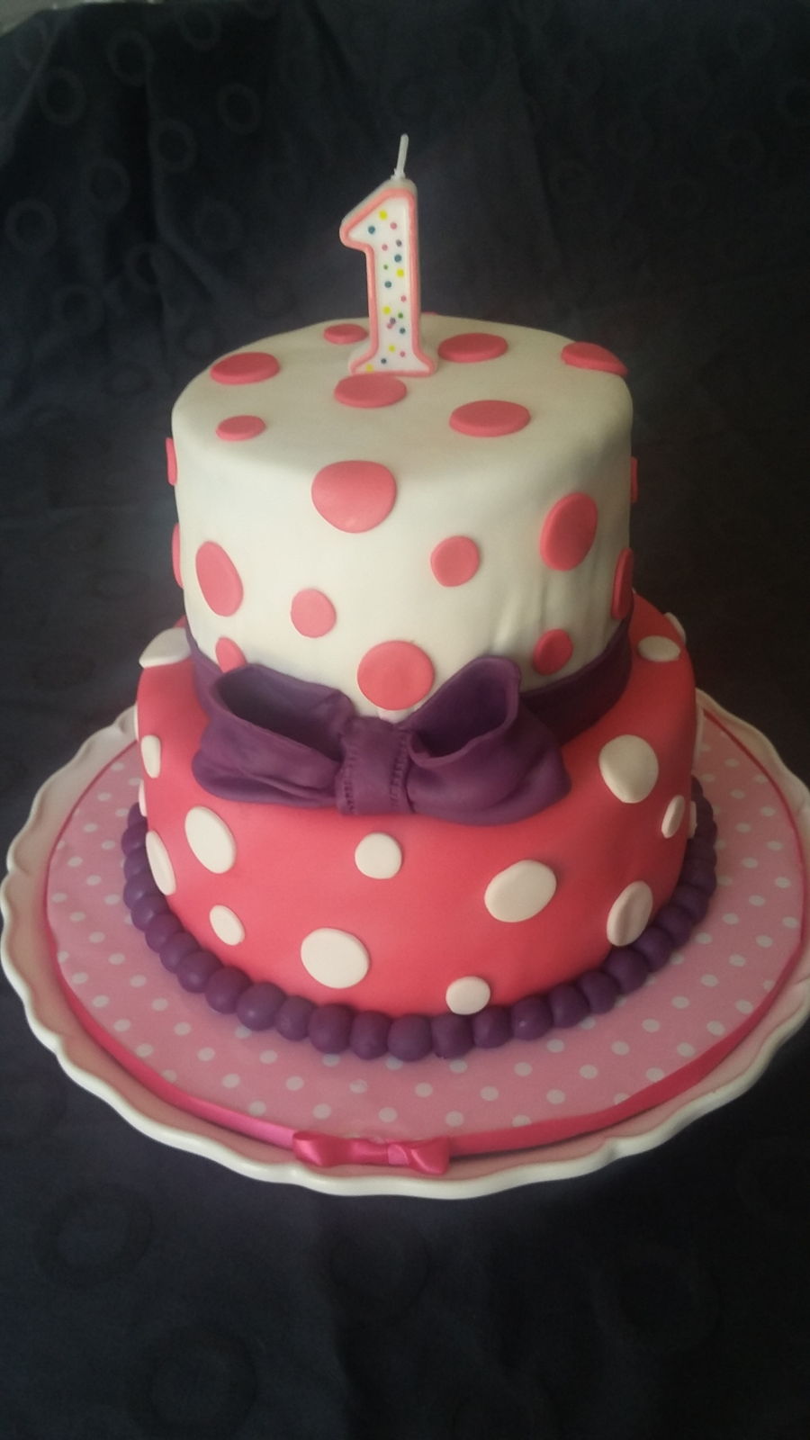 Polka Dot First Birthday Cake