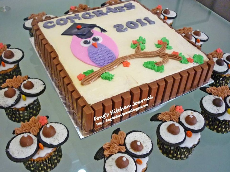 Preschool Graduation Owl Cake